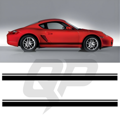 Porsche Cayman Double Side Stripe Decals - Dual Rocker Panel Kit 2005-2016