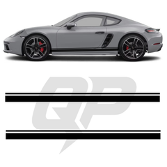 Porsche 718 Cayman Double Side Stripe Decals - Dual Rocker Panel Kit Set of 2 (2016-Present)