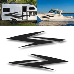 2pc Universal Boat, RV & Car Stripe Decal Set – Custom Vinyl Racing Graphics featuring sleek designs for vehicles.