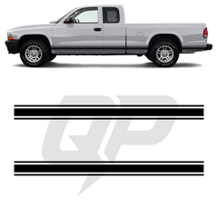 Dodge Dakota Triple Side Stripe Decals - 3-Stripe Rocker Panel Kit Set of 2 (1997-2011)