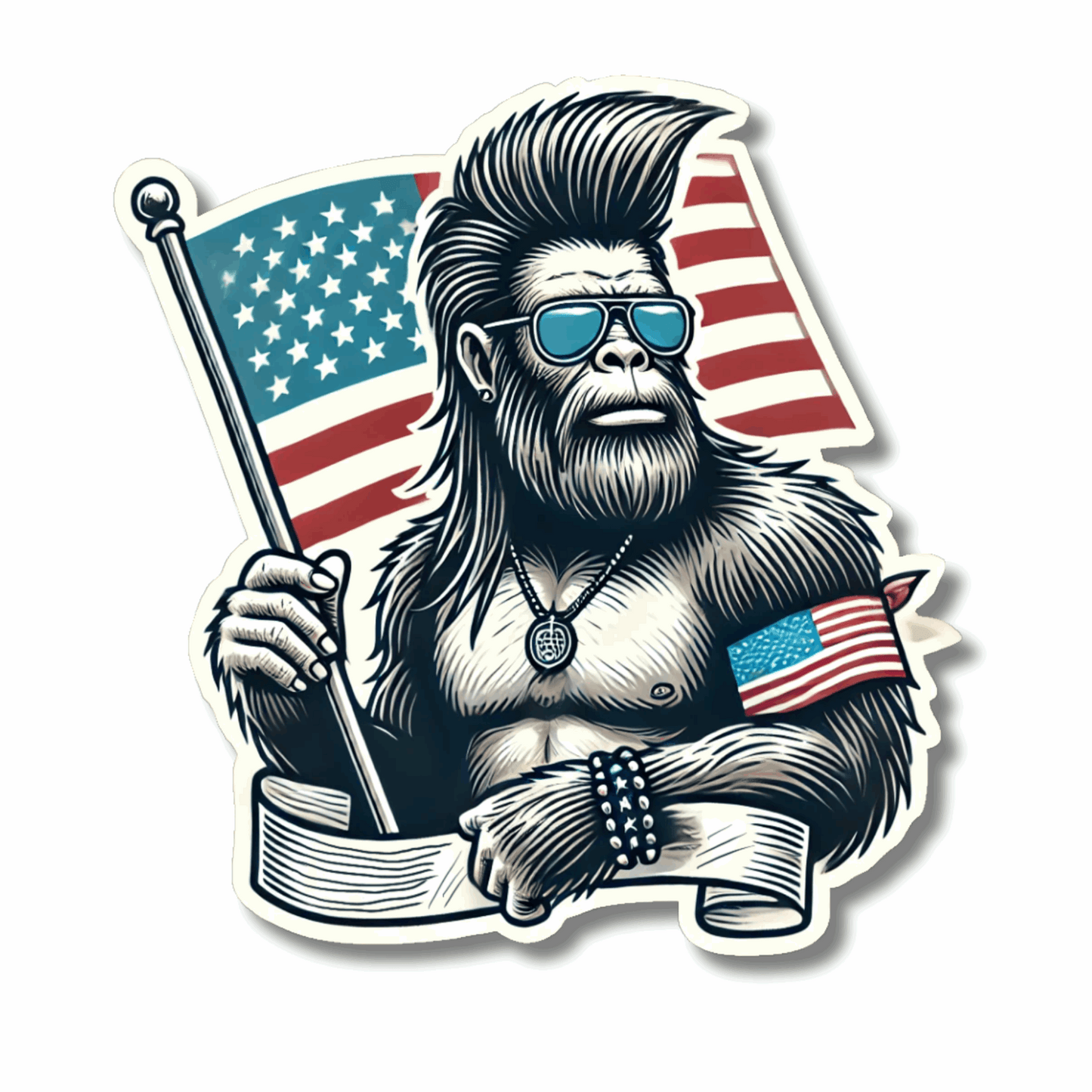 3" Funny Patriotic Flag USA Bigfoot Bumper Sticker Decal