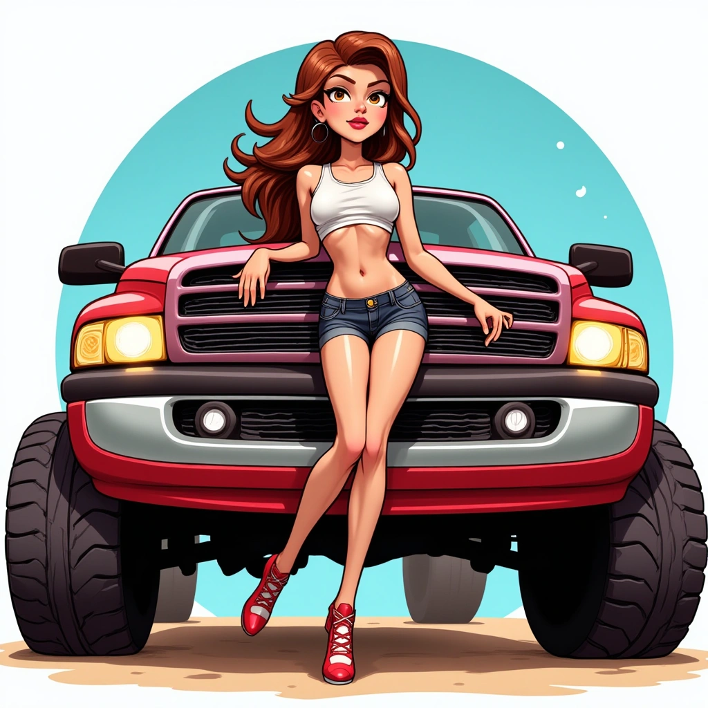 Off Road Truck Sticker 3-Pack – Sexy Pinup Girl Cartoon – 3" Water