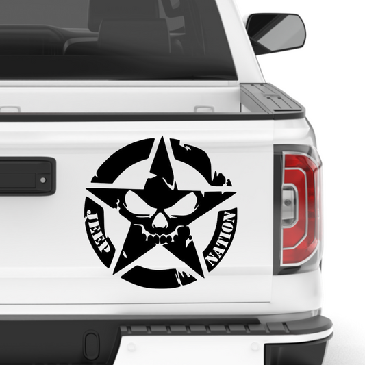 Jeep Nation Star Skull Vinyl Decal Sticker