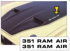 1971-73 Mustang Mach 1 / Boss - 351 Ram Air - Hood Decal Set