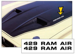 1971-73 Mustang Mach 1 / Boss - 429 Ram Air - Hood Decal Set