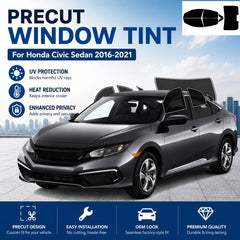 Precut Window Tint Kit for Honda Civic Sedan (2016–2021) | UV Block & Privacy Film