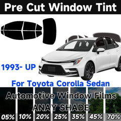 Precut Window Tint for Toyota Corolla Sedan (1993–2026) | UV Block