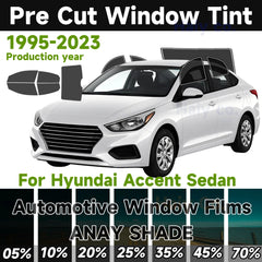 Precut Window Tint Kit for Hyundai Accent Sedan (1995–2023) | UV Block & Privacy Film
