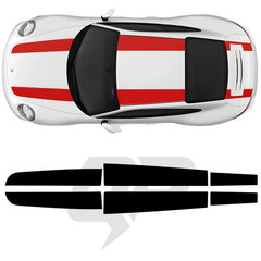 Porsche 991 Style Top Roof Hood Decklid Stripe Decal Set