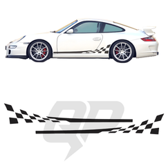 Porsche 997 Checkered Flag Side Decals Set