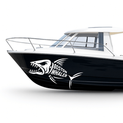 Boston Whaler Skeleton Fish Boat Decal – 60" Vinyl Hull Graphic