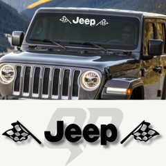 Jeep Windshield Decal with American Flags 3x19 | Premium Jeep Sticker