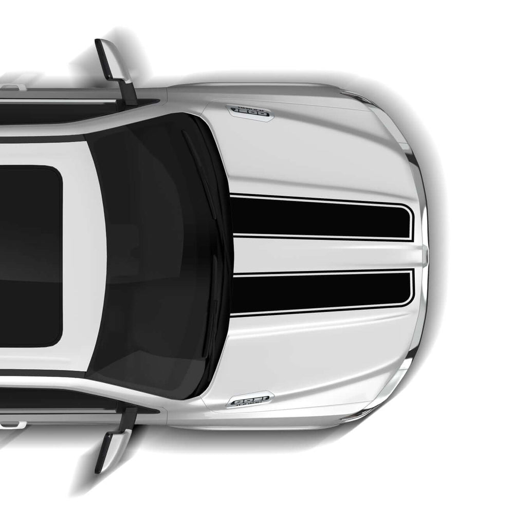 Top-down view of a white car with black windows on a white background