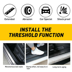 Carbon Fiber 5D Door Sill Scuff Plate Protector Sticker | 4-Piece Universal