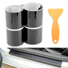 Carbon Fiber 5D Door Sill Scuff Plate Protector Sticker | 4-Piece Universal