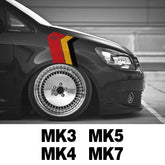 3-Color Fender Decal for Volkswagen VW Golf MK2–MK8 | Vinyl Film Trim Sticker