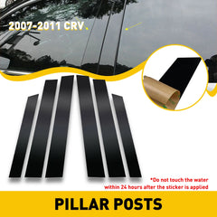 Gloss Piano Black Pillar Posts for Honda CR-V (2007–2011) | 6pc