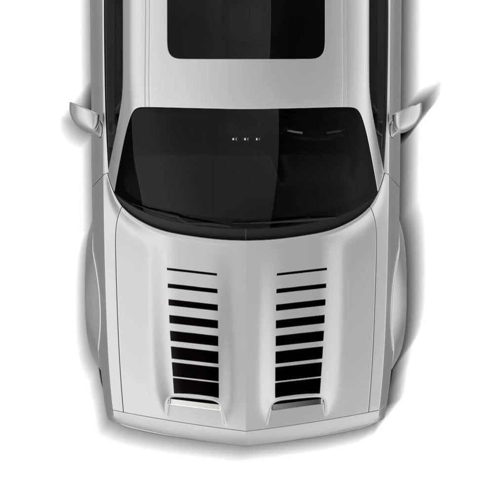 Top-down view of a silver car on a white background