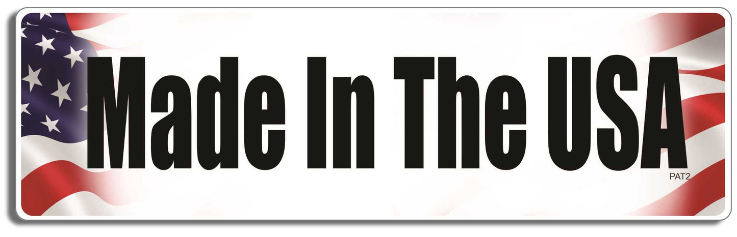 Made in the USA - 3" x 10" Bumper Sticker--Car Magnet- - Decal Bumper Sticker-patriotic Bumper Sticker Car Magnet Made in the USA- Decal for carsamerican flag, love america, love usa, patriot, patriotic, stars and stripes