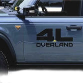 Overland 4L Blackout Door Decal for Ford Bronco | Off-Road Vinyl Graphic Pair