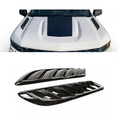Glossy Black Front Hood Side Air Flow Vent Scoop Decor Trim Fit For Chevy Silveryado