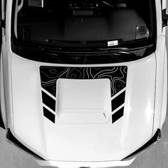 Topographic Map Hood & Scoop Decal Kit for Toyota 4Runner | Matte Black Vinyl Graphics