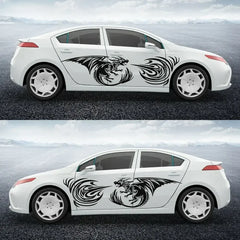 Dodge Challenger Hellcat Vintage Running Cat Tribal Tattoo Door Decal – Vinyl Graphic | 7 Designs, Left / Right / Both Sides