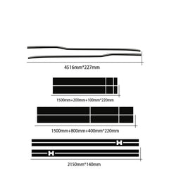 Full-Coverage Racing Stripe Kit | Door Side, Hood, Rear, Waistline & Skirt Vinyl Decal
