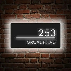 Custom LED House Number Sign Backlit Crystal Base Luminous Acrylic Logo Sign Home Entrance Door Plate for Villa Apartment Decor