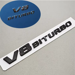 Chrome V8 BITURBO Fender Side Badge Emblem Decal for Mercedes-Benz AMG | Logo Sticker