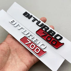 2-Piece BITURBO 700 Letters Fender Side Badge Emblem Decal for Mercedes-Benz AMG | 3D Sticker