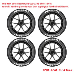 HELLCAT 3D Tire Letter Stickers for 4 Tires | 8pc Waterproof PVC