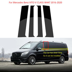 4Pcs Glossy Black Car Door Central Window Column Strip PC Pillar For Mercedes Benz VITO V CLASS W447 2016-2020 Car Accessories