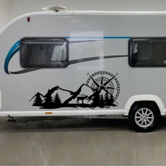 Forest Mountain Scenic Vinyl Decal – Motorhome, RV, Caravan & Camper Van Body Graphic | 3 Sizes, 12 Finishes