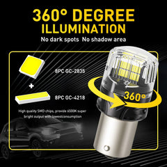 AUXITO S25 1156 P21W BA15S Canbus LED | 2pc Reverse Position DRL