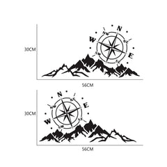Mountain Adventurers Compass Graphic Decal | 2-Piece Vinyl Sticker for RV, Camper, Truck & Car