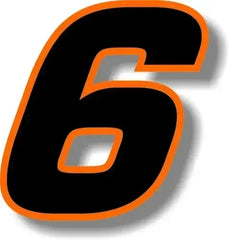 Custom Race Number Vinyl Sticker – Square Font, Black & Orange Border | 5 Sizes, Digits 0–9