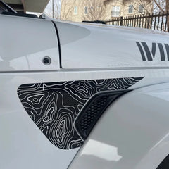 Jeep Wrangler JL / JLU & Gladiator JT Topographic Fender Vent Decal – PVC Vinyl Sticker (2018–2026)