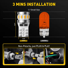AUXITO T10 W5W Yellow Canbus LED | Parking License Plate Signal Lamp