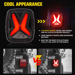 Rear LED Tail Lights for Jeep Wrangler CJ/TJ/YJ (1998–2006) | Universal X-Shape CE/DOT/EMARK