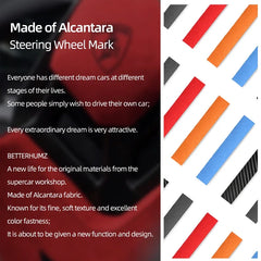 Made of Alcantara For Ford F-150 SVT Raptor 2015-2020 Steering Wheel Center Line Top Marker Trim Sticker Car Interior Accessory