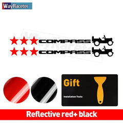 Jeep Compass Willy Edition Star Decal Kit – Reflective Vinyl | Hood, Trunk & Door Pillar (2 Pcs)
