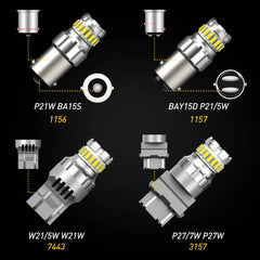 AUXITO BA15S P21W 7443 W21/5W Canbus LED | 2pc Parking DRL Brake