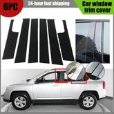 Silver Carbon / Gloss Black Pillar Posts for Jeep Compass (2007–2017) | 6-Piece Window Door Trim