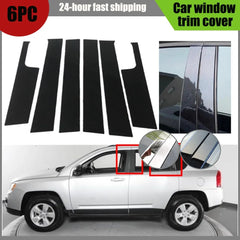 6PCS Silver Carbon Gloss Black Pillar Posts Fit For Jeep Compass 2007-2014 2015 Door Side Window Decor Column B C Sticker Cover