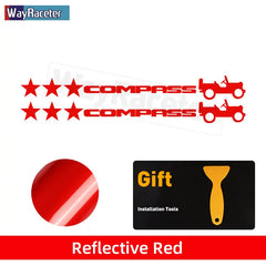 Jeep Compass Willy Edition Star Decal Kit – Reflective Vinyl | Hood, Trunk & Door Pillar (2 Pcs)