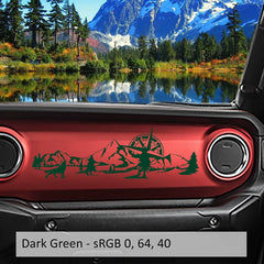 Jeep Wrangler JL & Gladiator JT Dashboard Decal – Wolf, Mountain & Compass Scene Vinyl Sticker (2018+)