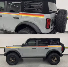 Blue & Orange Sunset Waistline Stripe Decal for Ford Bronco (2021–2023) | Modified Body Line Vinyl Overlay