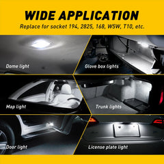 AUXITO T10 W5W 194 501 Canbus LED | 2pc Interior Door Warning Light