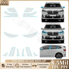 Precut PPF for BMW X3 G45 / M50 / M Sport (2025+) | TPU Headlight, Mirror & Pillar Protection